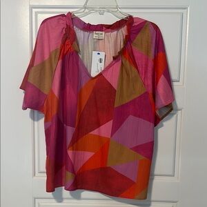 Peach Love California Colorful Geometric Blouse